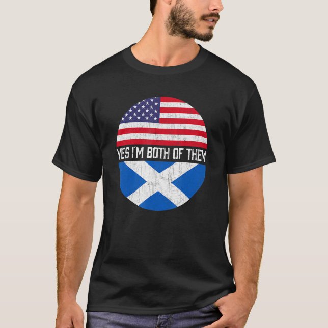 Half American Half Scottish Usa Flag Family Herita T-Shirt (Front)