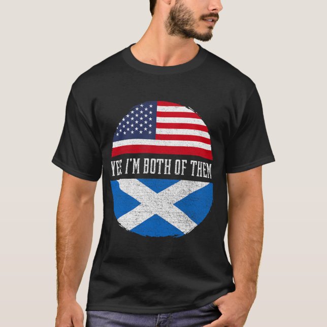 Half American Half Scottish USA Flag Scotland Heri T-Shirt (Front)