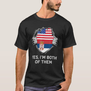 Half American Half Serbian USA Serbia Flag Mens Wo T-Shirt