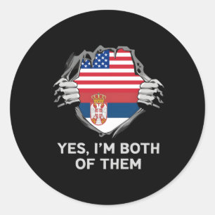 Half American Half Serbian Usa Serbia Flag S Classic Round Sticker