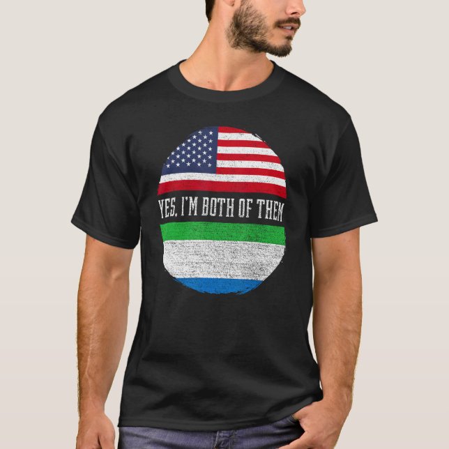 Half American Half Sierra Leonean USA Flag Sierra  T-Shirt (Front)