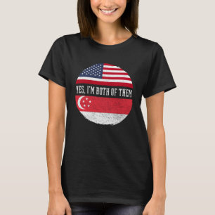 Half American Half Singaporean USA Flag Singapore T-Shirt