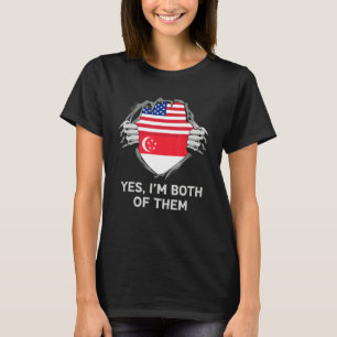 Half American Half Singaporean USA Singapore Flag T-Shirt