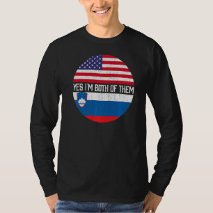 Half American Half Slovene Usa Flag Family Heritag T-Shirt