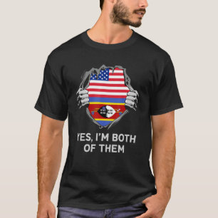 Half American Half Swazi USA Eswatini Flag Mens Wo T-Shirt
