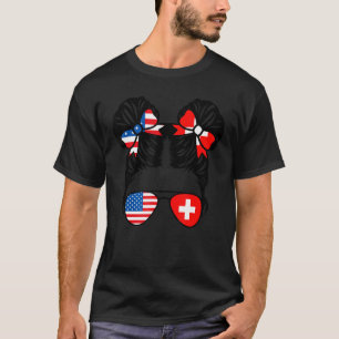 Half American Half Swiss Girl USA Switzerland Flag T-Shirt