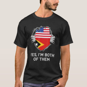 Half American Half Timorese USA Timor Leste Flag M T-Shirt
