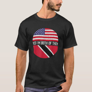 Half American Half Trini USA Flag Family Heritage T-Shirt