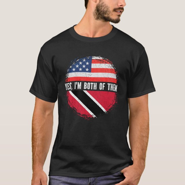 Half American Half Trinidadian USA Flag Trinidad  T-Shirt (Front)