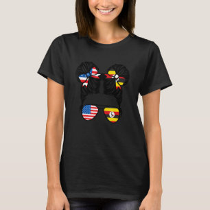 Half American Half Ugandan Girl USA Uganda Flag Pa T-Shirt