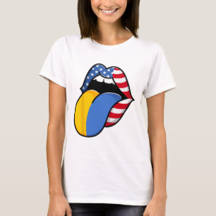 Half American Half Ukrainian Usa Flag Born In Ukra T-Shirt