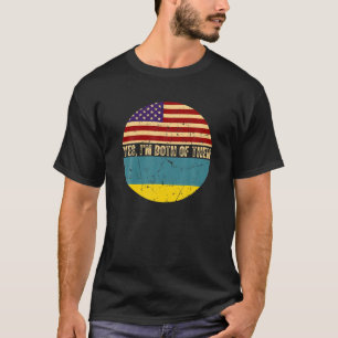 Half American Half Ukrainian USA Ukraine Flag Heri T-Shirt