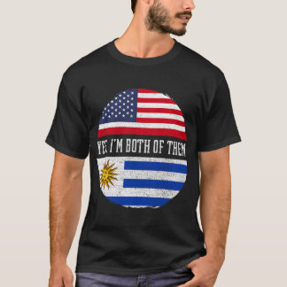 Half American Half Uruguayan USA Flag Uruguay Heri T-Shirt