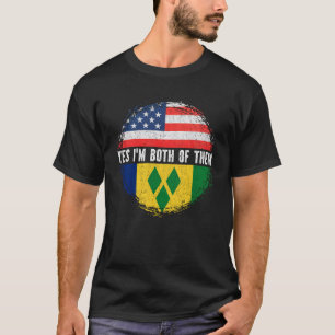 Half American Half Vincentian USA Flag St Vincent T-Shirt