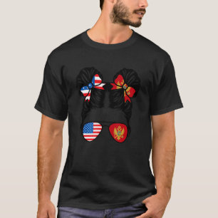 Half American Montenegrin Girl USA Montenegro Flag T-Shirt