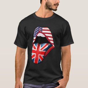 Half American Raised With British Lips Usa Flag Uk T-Shirt