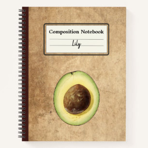 Half an Avocado Illustration Personalised Comp Notebook