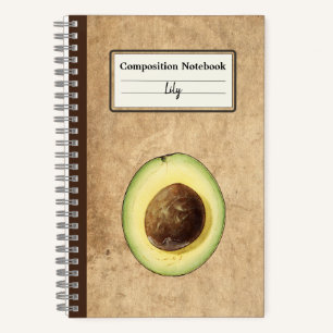 Half an Avocado Illustration Personalised Comp Notebook