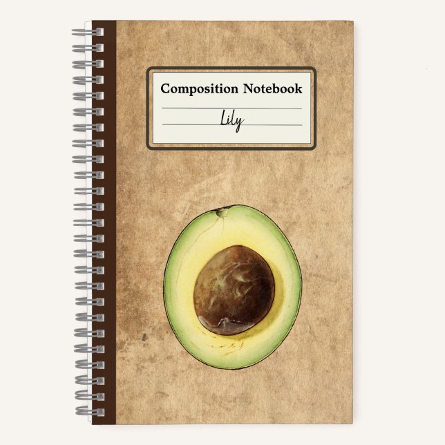 Half an Avocado Illustration Personalised Comp Notebook (Front)