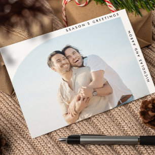 HALF ARCH SIMPLE CHRISTMAS HOLIDAY TWO PHOTOS CARD