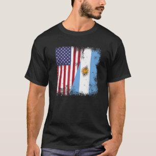 Half Argentinian Flag Vintage Argentina USA Gift T-Shirt