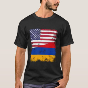 Half Armenian Flag Vintage Armenia Usa Gift T-Shirt