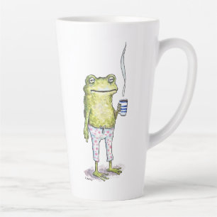 Half Asleep In Frog Pajamas Latte Mug
