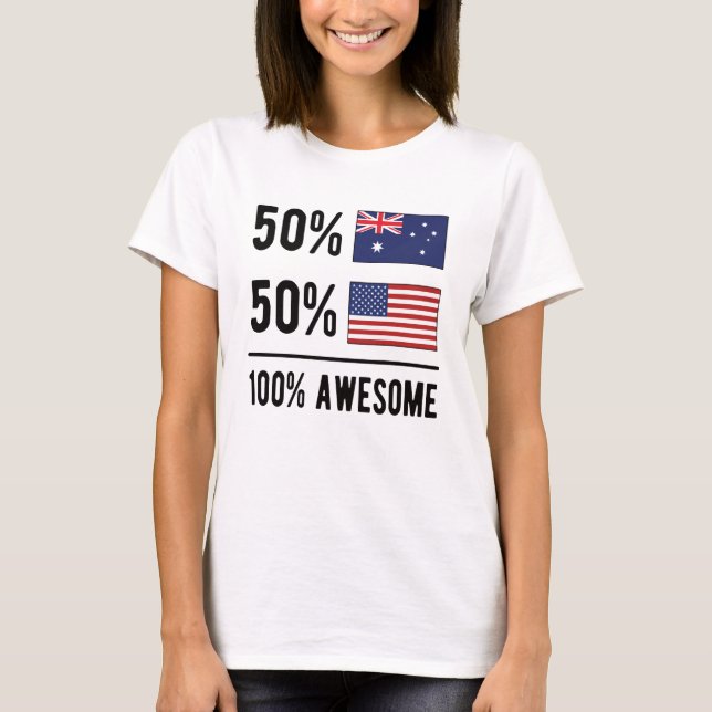 Half Australian Half American Flag Australia USA T-Shirt (Front)