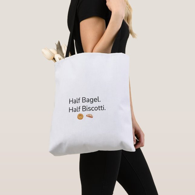 Half Bagel Half Biscotti Tote Bag (Close Up)