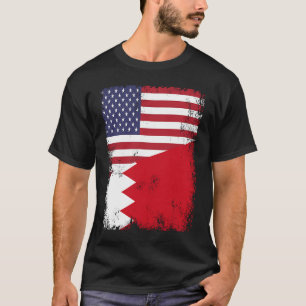 Half Bahraini Flag Vintage Bahrain USA T-Shirt