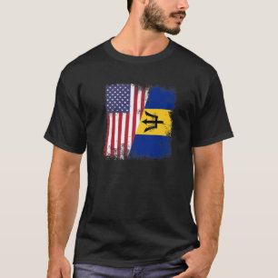 Half Barbadian Flag Vintage Barbados USA Gift T-Shirt