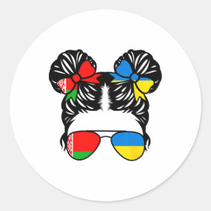 Half Belarusian Half Ukrainian Girl Belarus Kids H Classic Round Sticker
