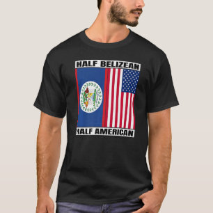 Half Belizean & American DNA Heritage Belize USA R T-Shirt