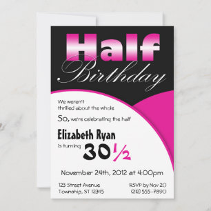 Half-Birthday Berry Pink Party Invitations
