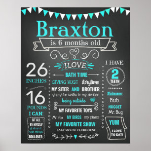 Half Birthday board for a boy 6 months party Poster