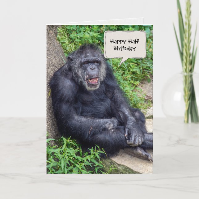Half Birthday Chimpanzee Card (Front)