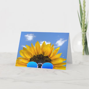 Half Birthday Sunflower Wearing Sunglasses   Card