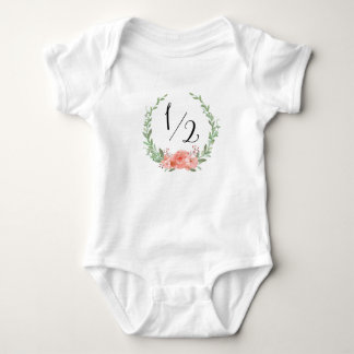 Half Birthday with Floral Wreath Baby Bodysuit