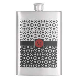 Half Black Half White polka dots with monogram Hip Flask