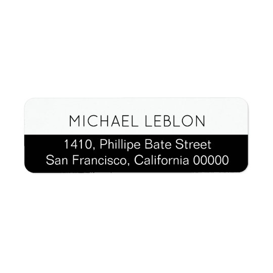 half black return address label with name