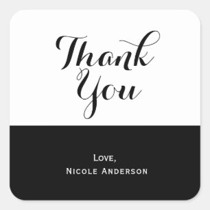 Half Black White & Chic Elegant Wedding Favour Square Sticker