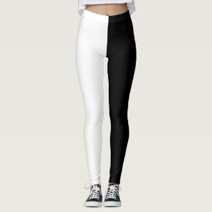 Half Black White Designer Leggings