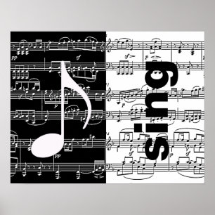 half black/white sing music poster