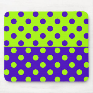Half Blue and Green Polka Dots Mouse Mat