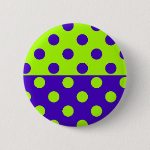 Half Blue Green Polka Dots Pattern Design 6 Cm Round Badge
