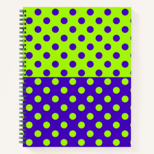 Half Blue Green Polka Dots Pattern Design Notebook