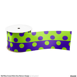 Half Blue Green Polka Dots Pattern Design Satin Ribbon