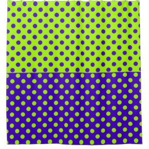 Half Blue Green Polka Dots Pattern Design Shower Curtain