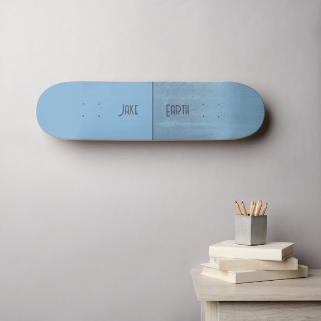 Half Blue, Half Mist, Your Name and Text Skateboard (Wall Art (Horz))