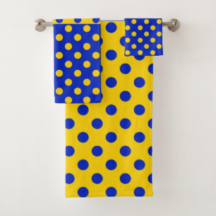 Half Blue Yellow Polka Dots Pattern Design Bath Towel Set